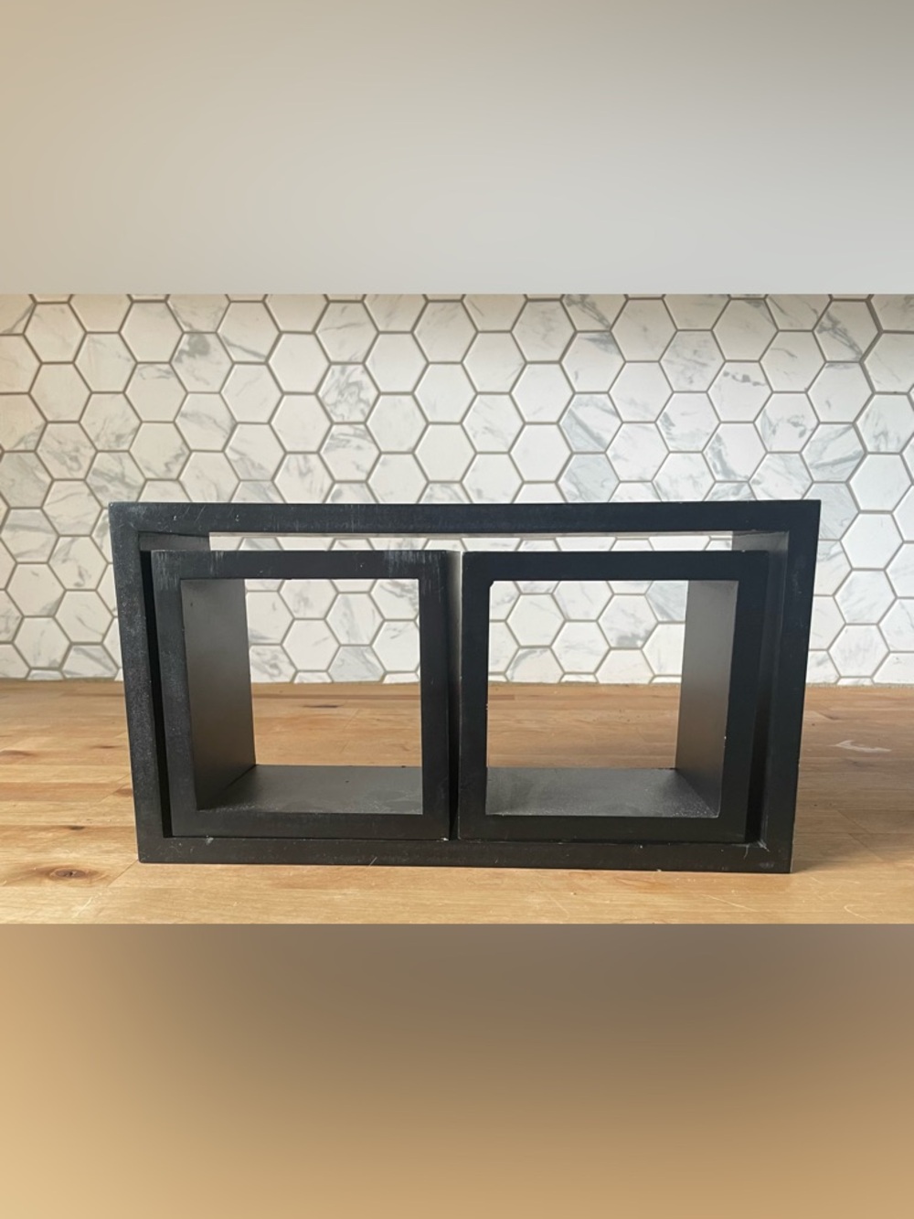 Black Geometric Wall Shelf Cubes